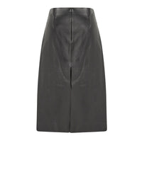 Jupe classique en cuir nappa - Noir
