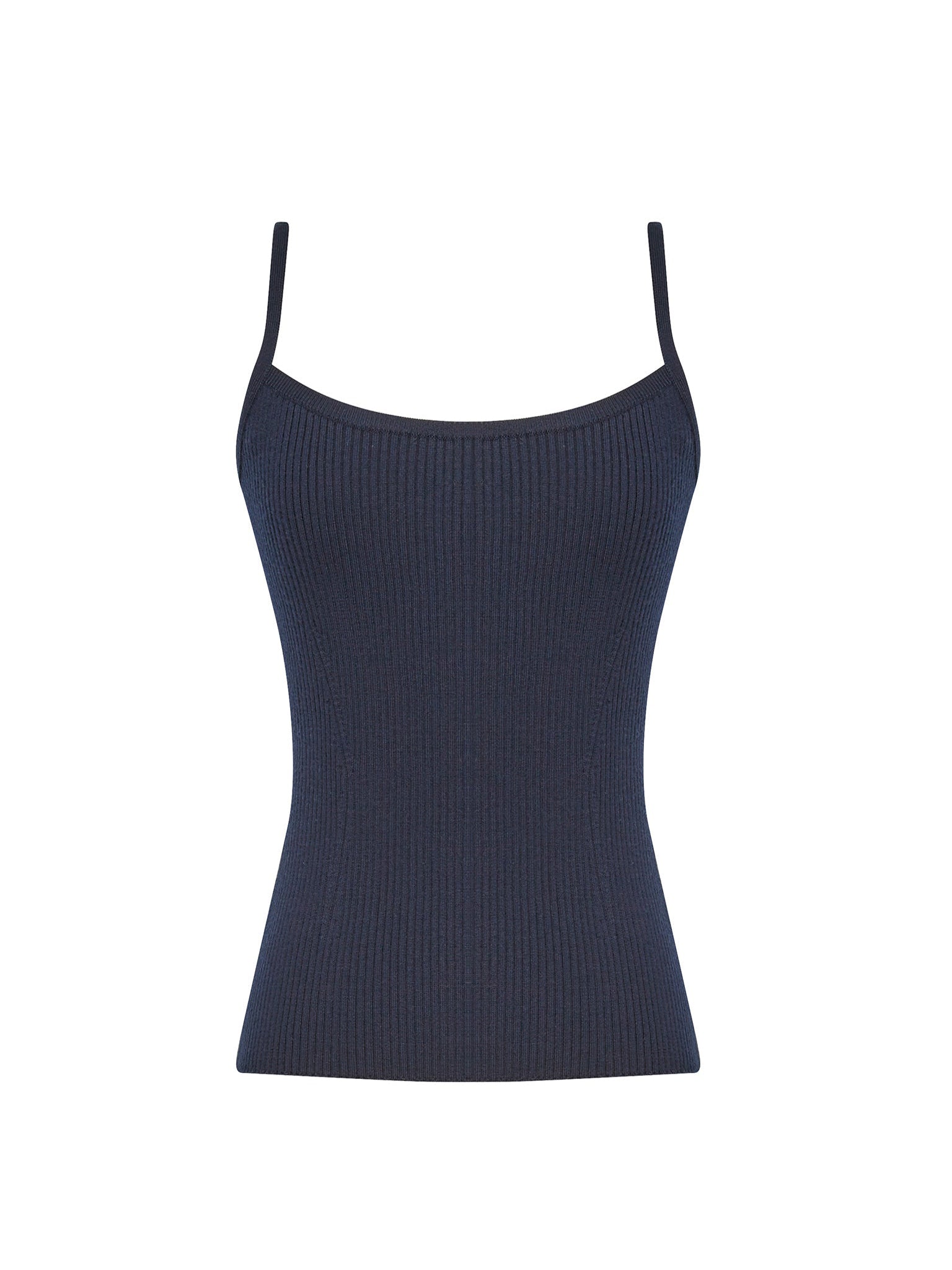 Top en tricot côtelé de cachemire mérinos - Marine