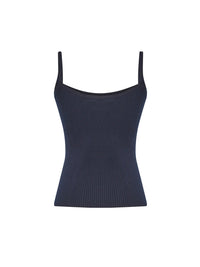 Top en tricot côtelé de cachemire mérinos - Marine