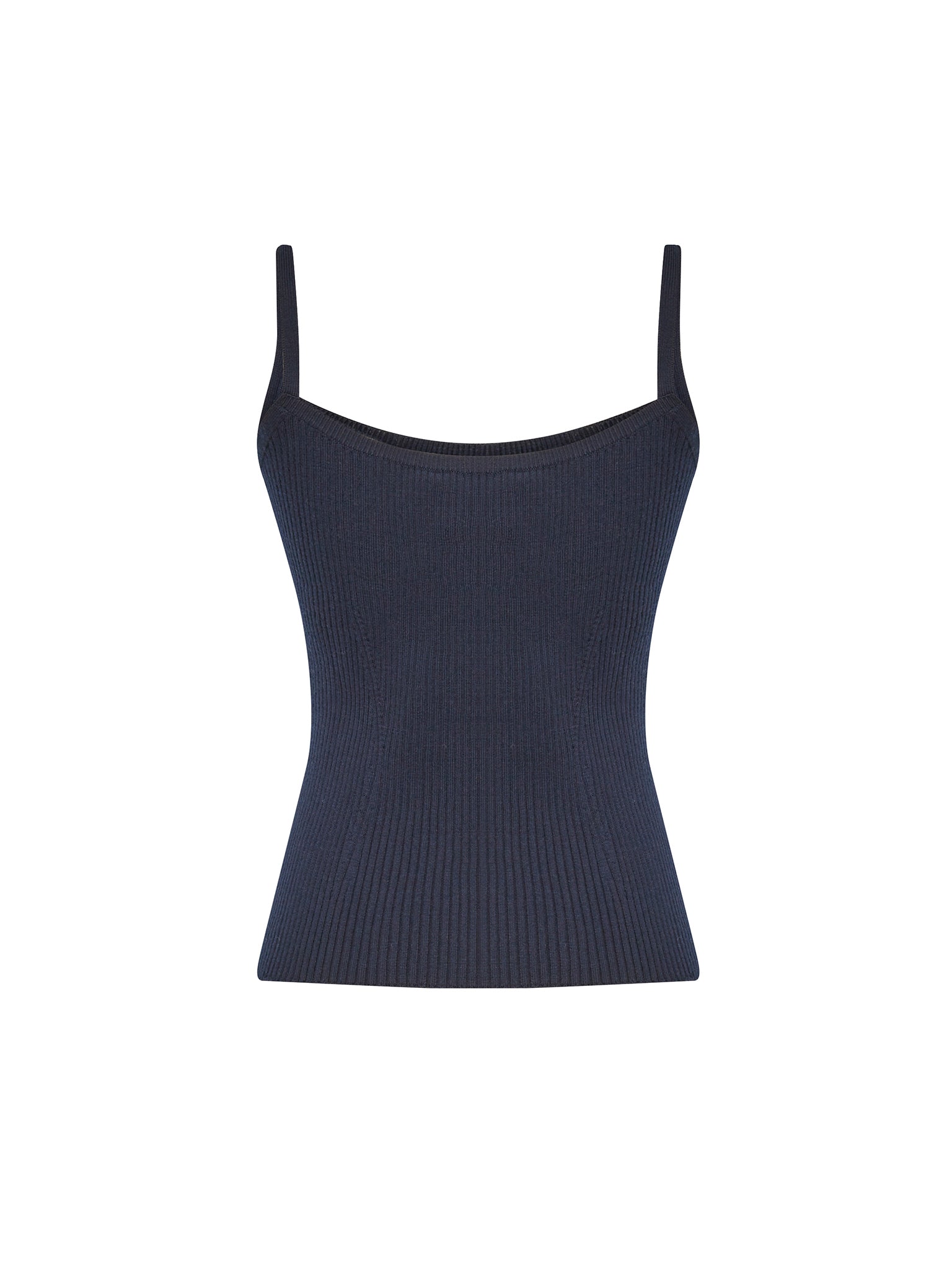 Top en tricot côtelé de cachemire mérinos - Marine