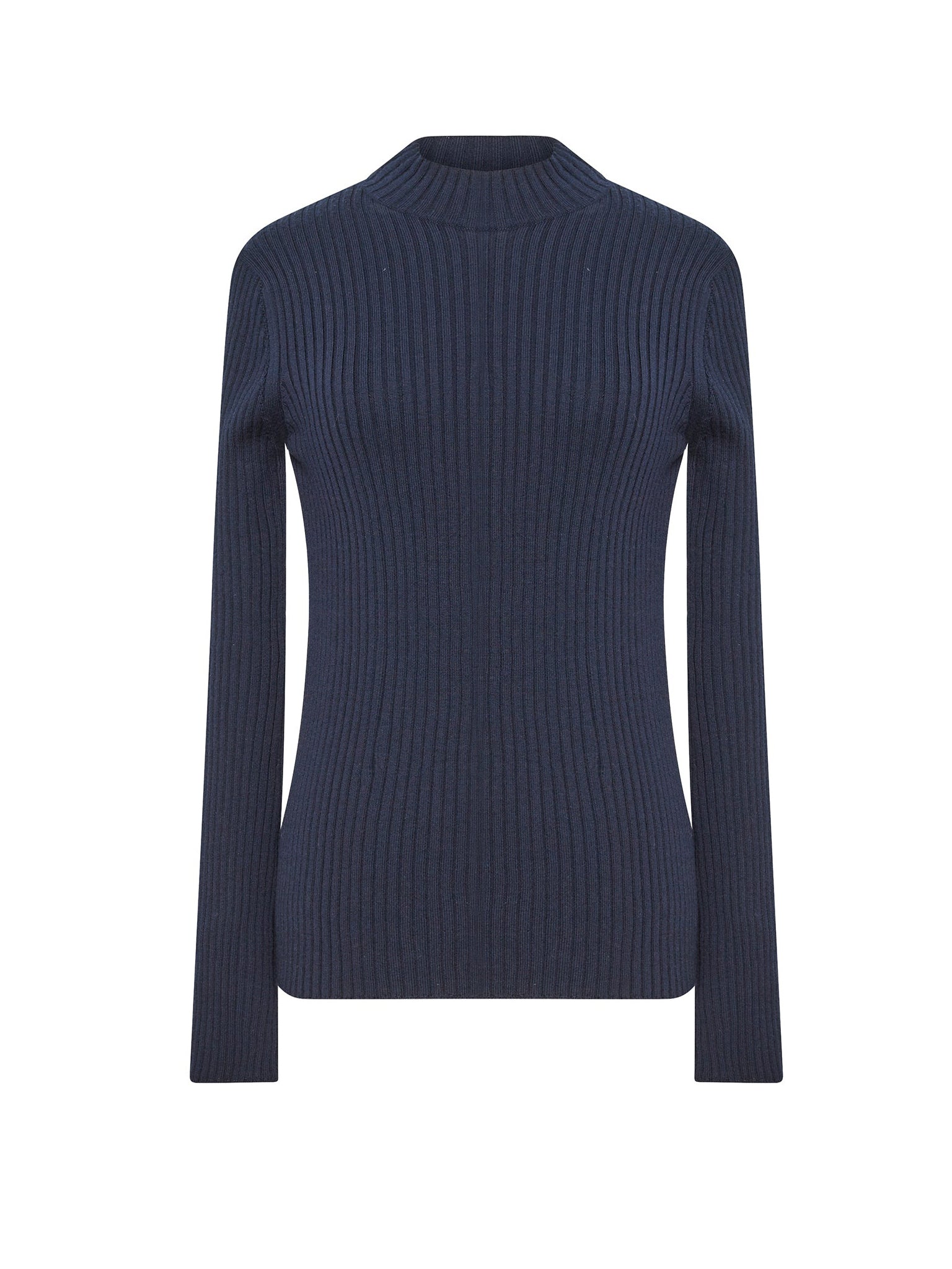 Pull en tricot côtelé de cachemire mérinos - Marine