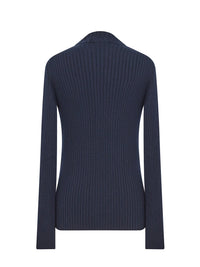 Pull en tricot côtelé de cachemire mérinos - Marine