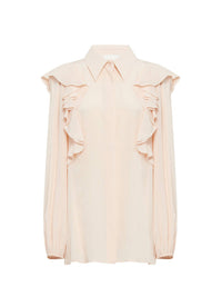 Chemise volantée en soie - Pansy Pink
