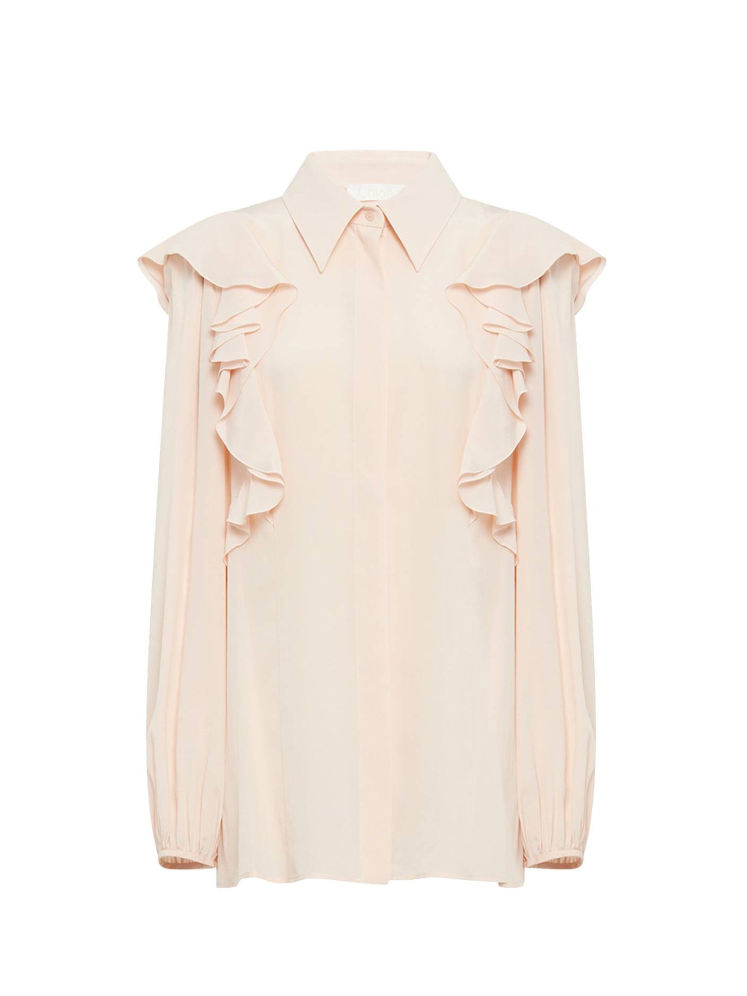 Chemise volantée en soie - Pansy Pink