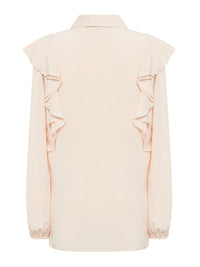 Chemise volantée en soie - Pansy Pink