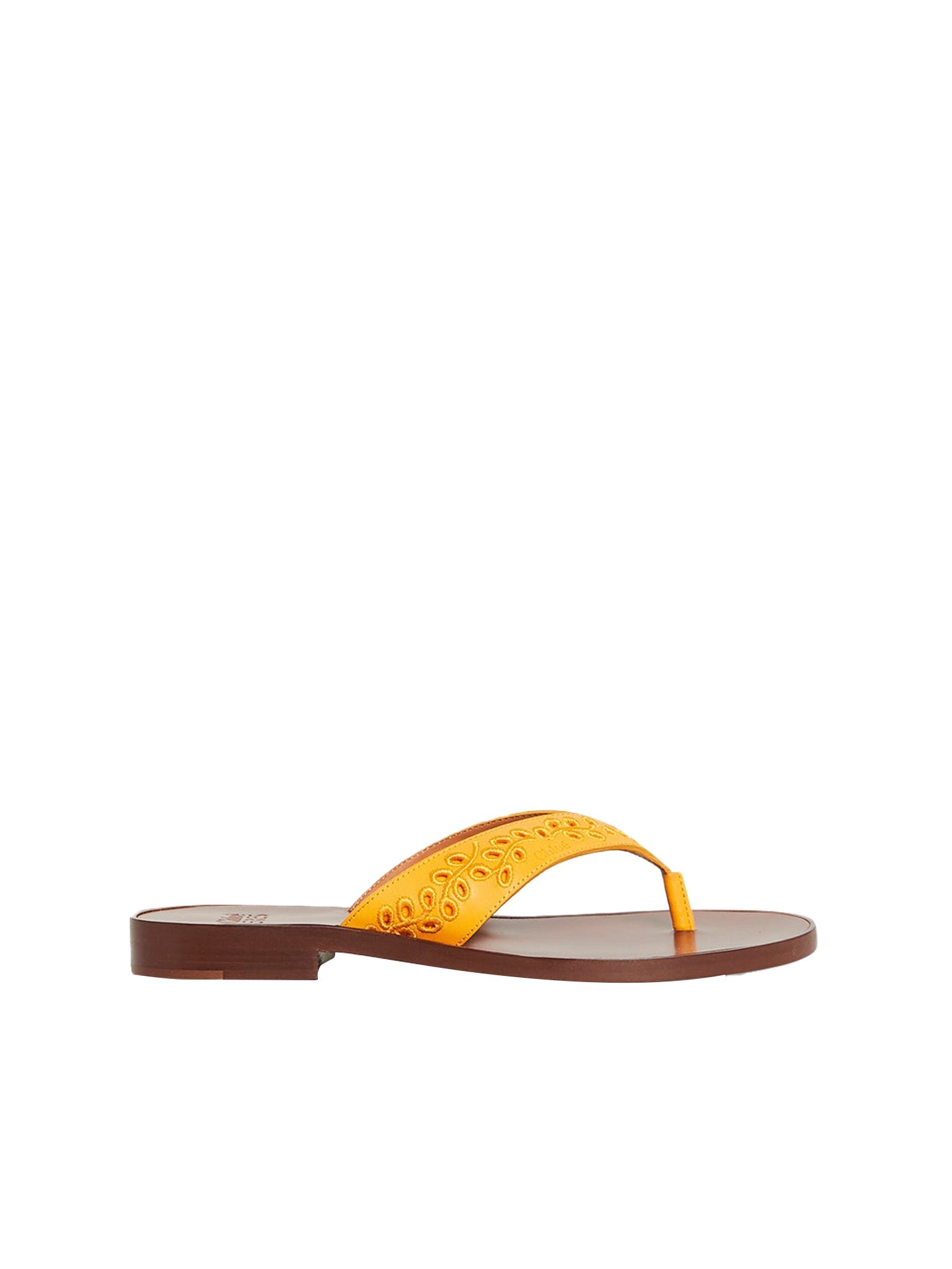 Sandales plates Paz en cuir brillant avec broderies - Dark Honey