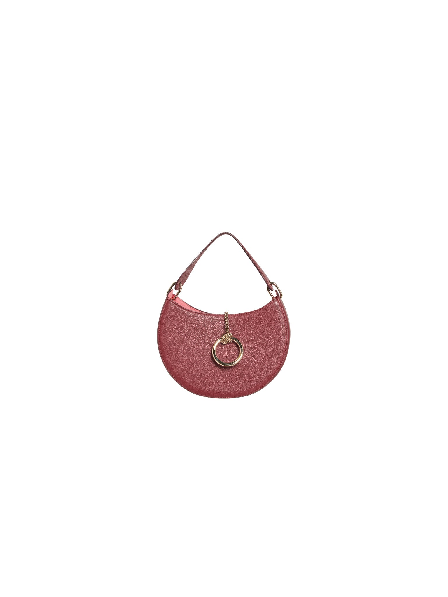 Petit sac hobo Arlène en cuir - Rouge Fumé