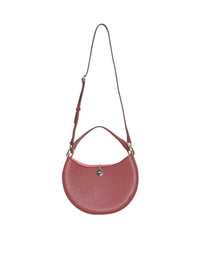 Petit sac hobo Arlène en cuir - Rouge Fumé