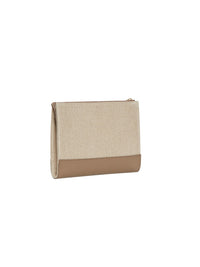 Pochette zippée Chloé Sense en lin - Armée Verte