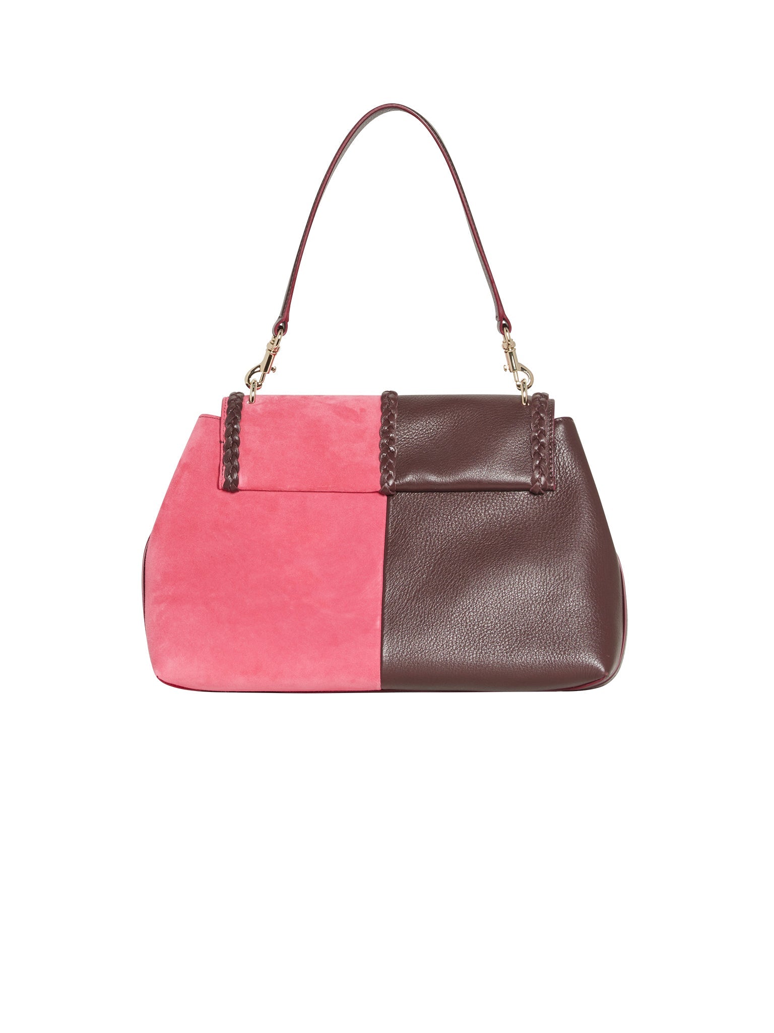 Sac souple Penelope en cuir grainé et daim bicolore - Marron Rose