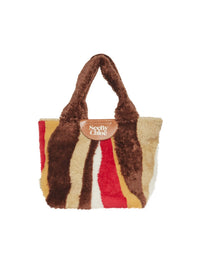 Mini sac cabas en fausse fourrure - Marron & Rouge