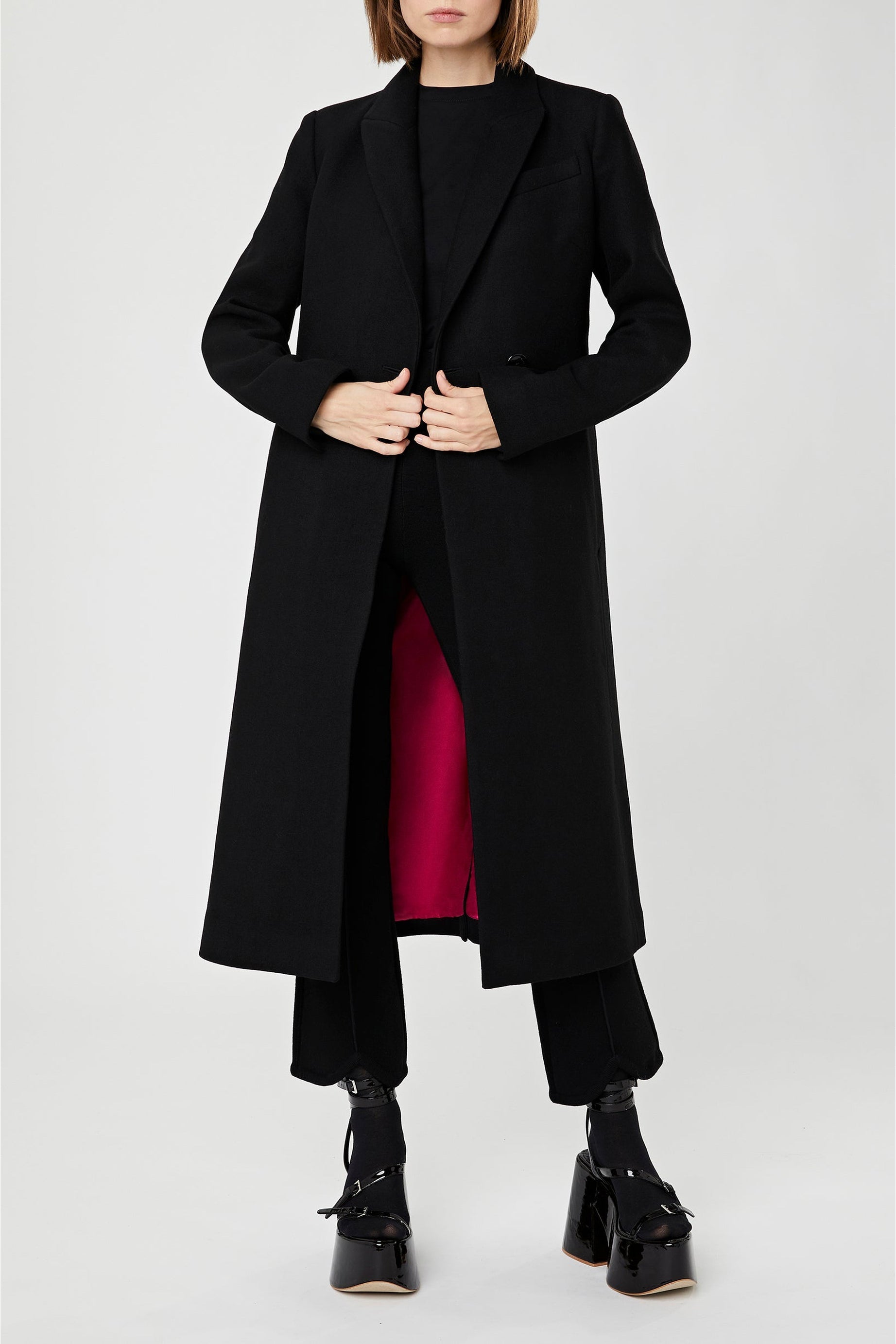 Manteau long en laine - Noir
