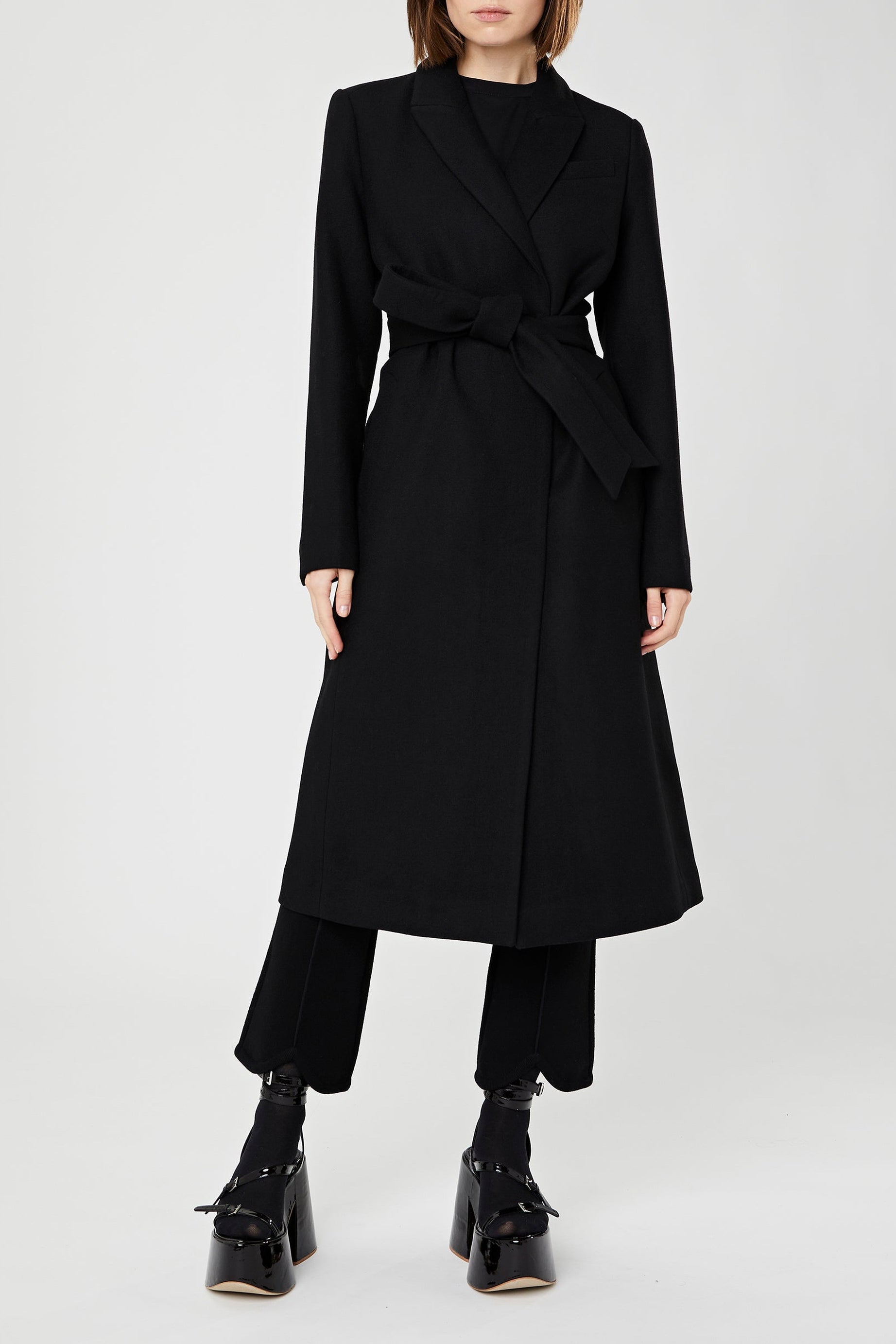 Manteau long en laine - Noir