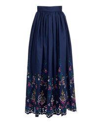 Jupe plissée Flower perforée - Multicolor Blue