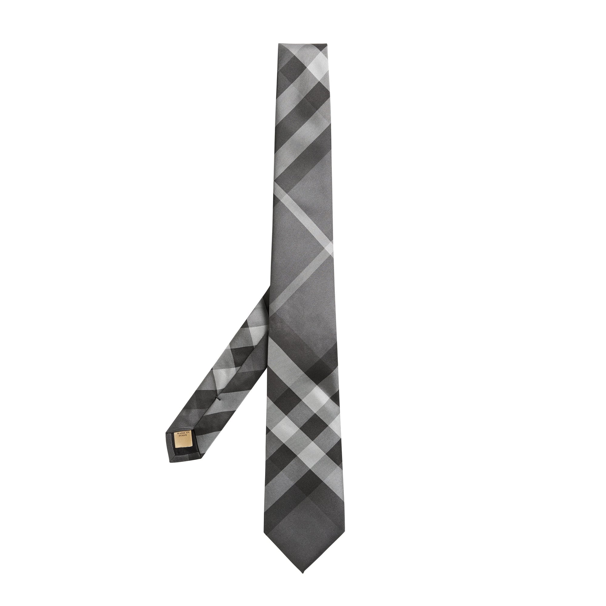 Cravate moderne en sergé de soie à motif check - Charcoal Check