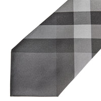 Cravate moderne en sergé de soie à motif check - Charcoal Check