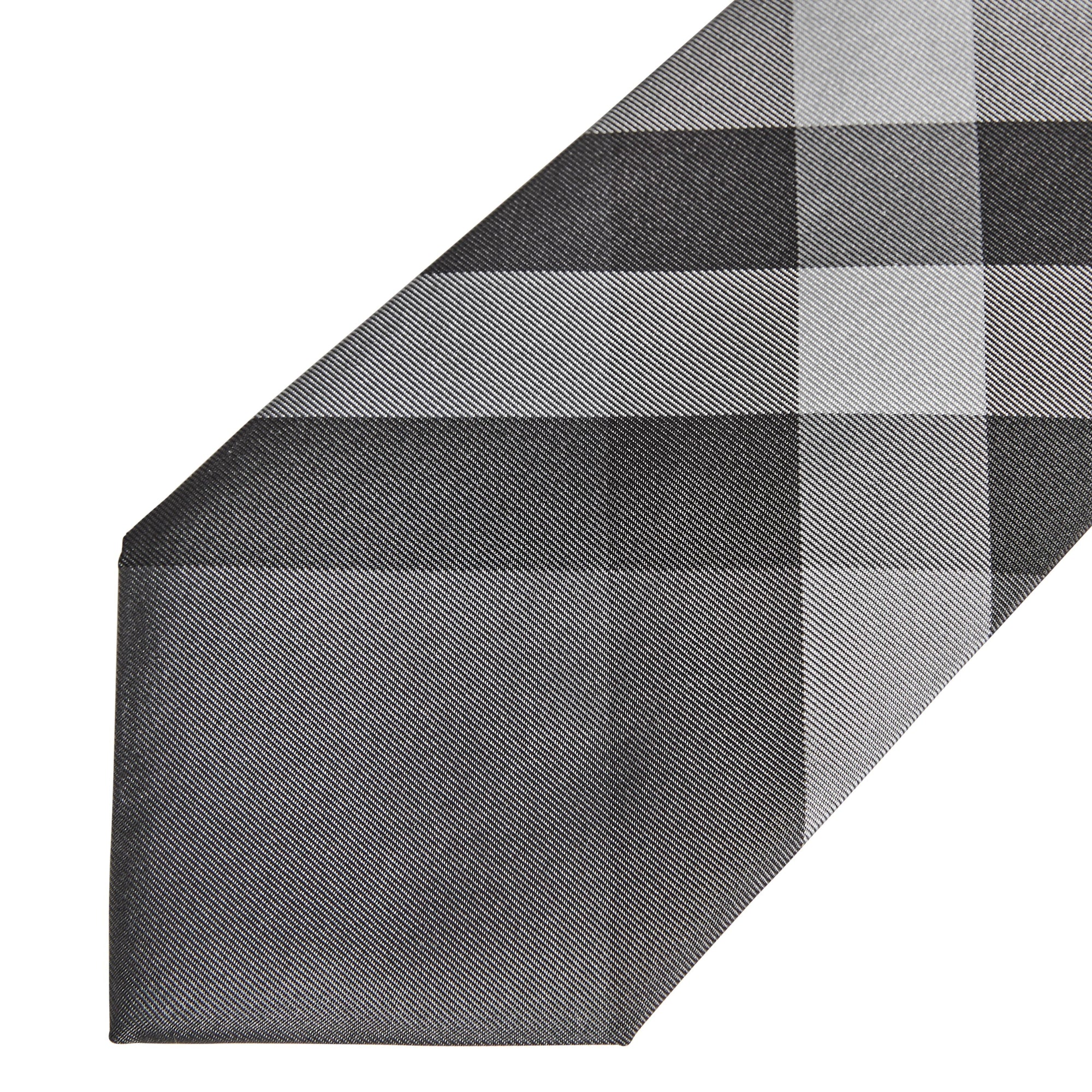 Cravate moderne en sergé de soie à motif check - Charcoal Check