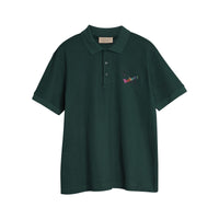 Polo tricolore en piqué de coton - Dark Forest Green
