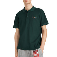 Polo tricolore en piqué de coton - Dark Forest Green