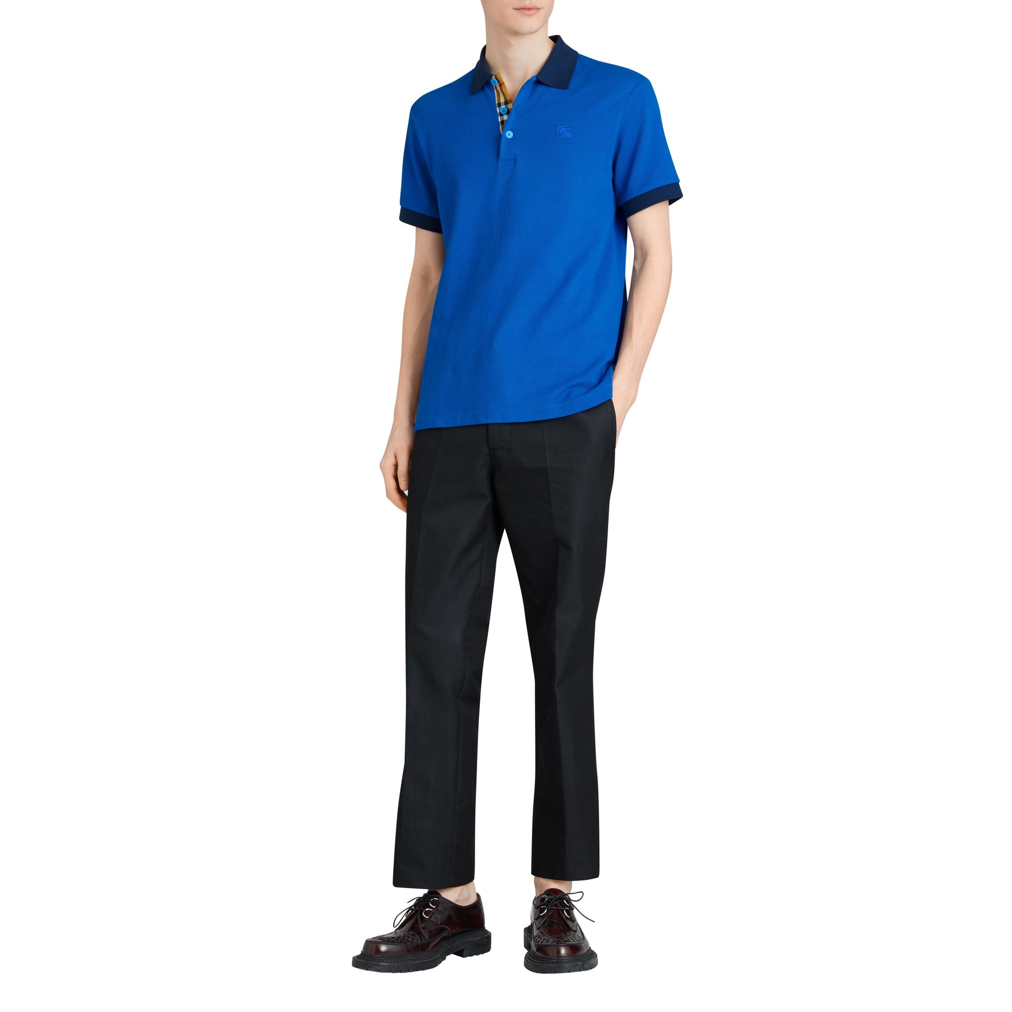 Polo à col contrastant - Cerulean Blue