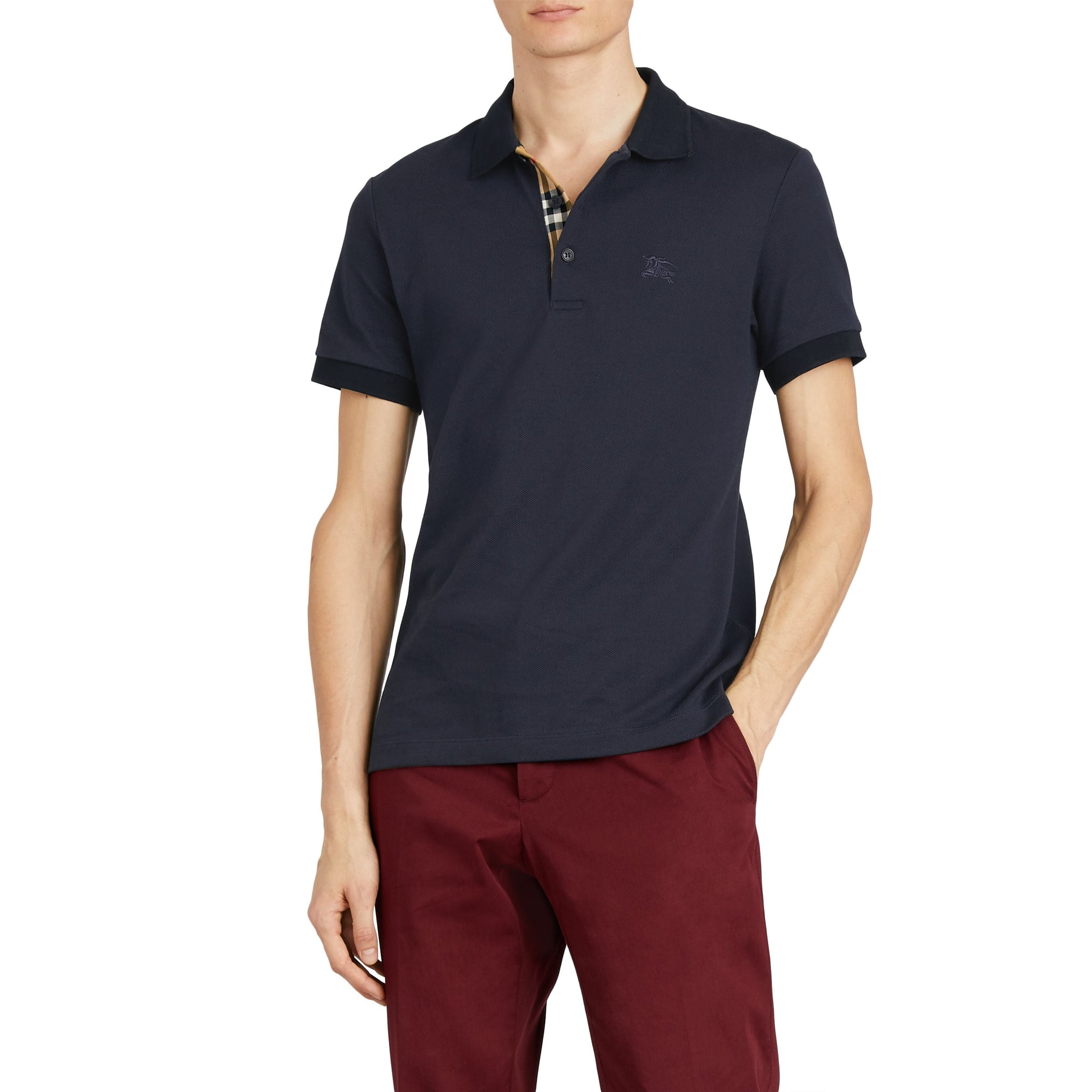 Polo à motif check - Navy