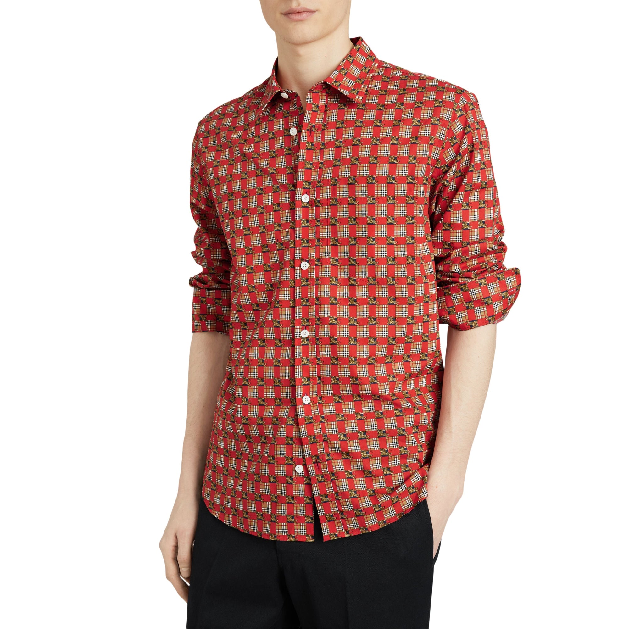 Chemise à imprimé mosaïque d'archive - Bright Red