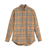 Chemise à col boutonné en coton à motif Vintage check - Antique Yellow Check