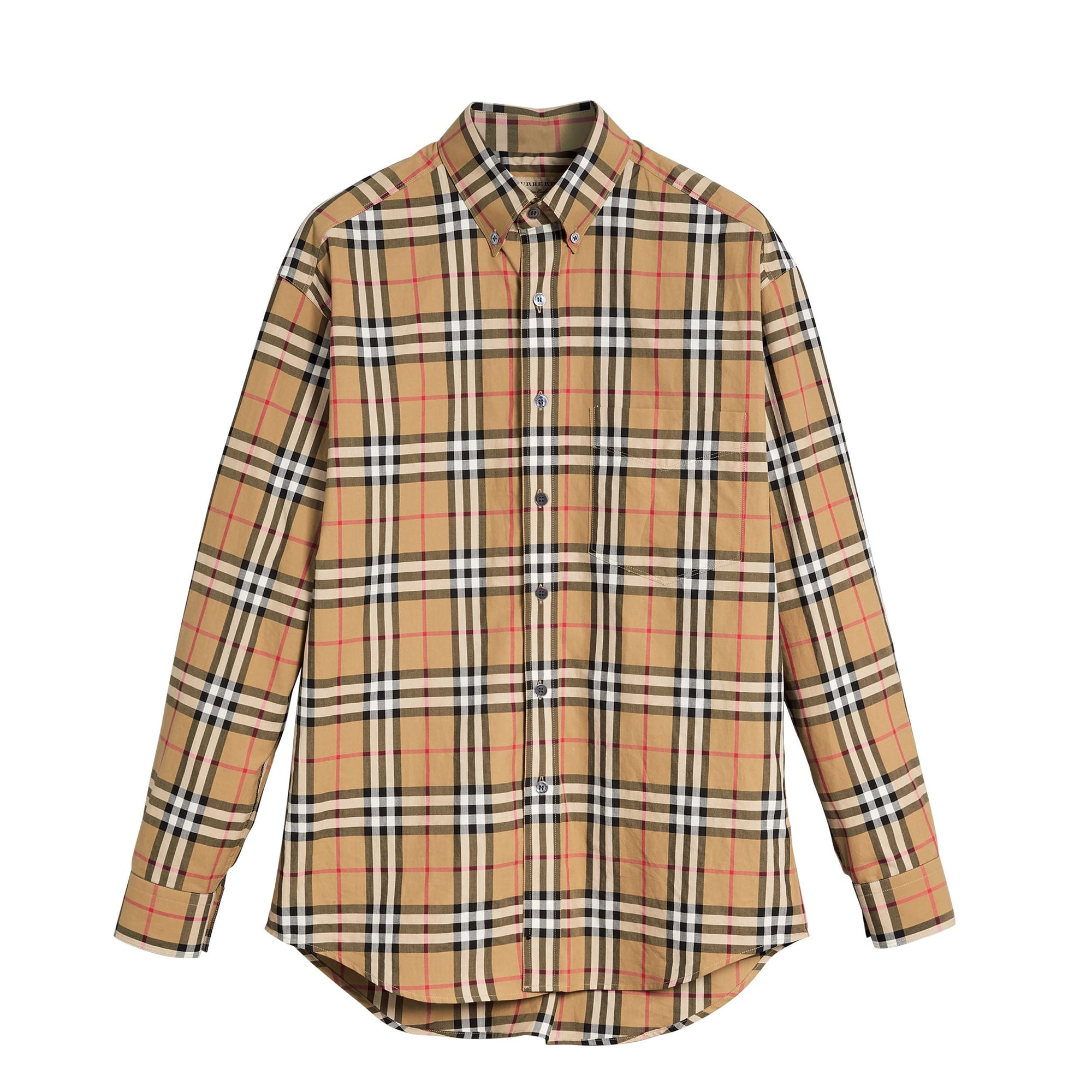 Chemise à col boutonné en coton à motif Vintage check - Antique Yellow Check