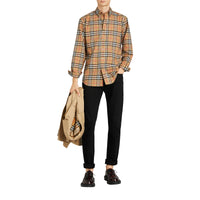 Chemise à col boutonné en coton à motif Vintage check - Antique Yellow Check