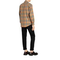 Chemise à col boutonné en coton à motif Vintage check - Antique Yellow Check