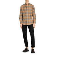 Chemise à col boutonné en coton à motif Vintage check - Antique Yellow Check