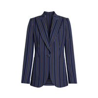 Blazer en laine mélangée à rayures club - Navy & Light Blue