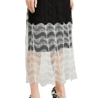 Robe en dentelle géométrique à manches froncées - Black