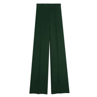 Pantalon taille haute en soie et laine - Dark Forest Green