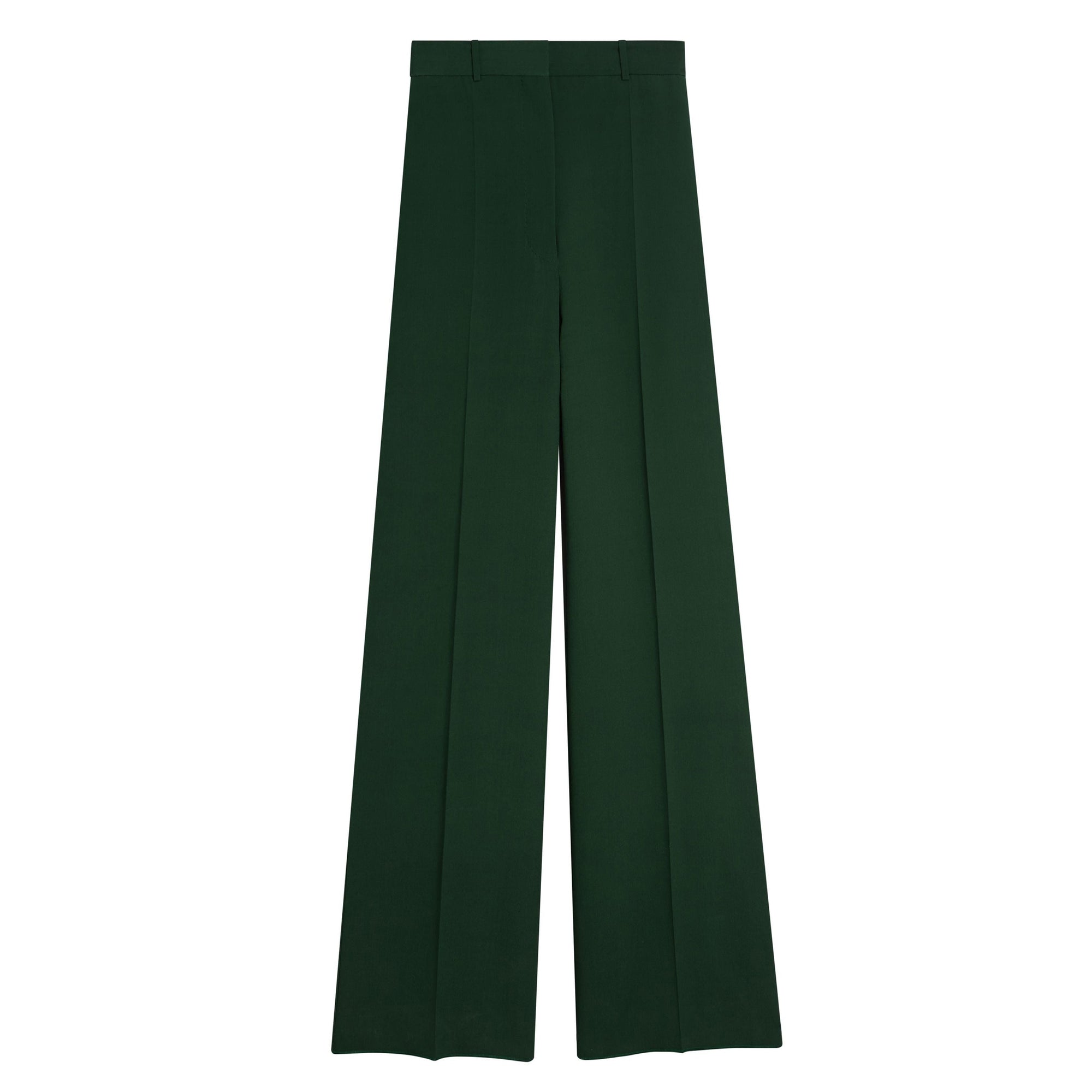 Pantalon taille haute en soie et laine - Dark Forest Green