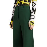 Pantalon taille haute en soie et laine - Dark Forest Green