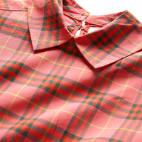 Robe à cordon de serrage et motif Check - Coral Red