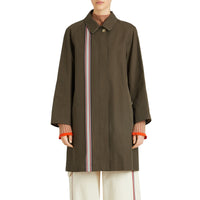 Paletot en gabardine de coton à ruban rayé - Olive