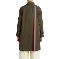 Paletot en gabardine de coton à ruban rayé - Olive