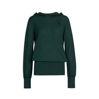 Sweat à capuche en soie et cachemire brodé - Pigment Green