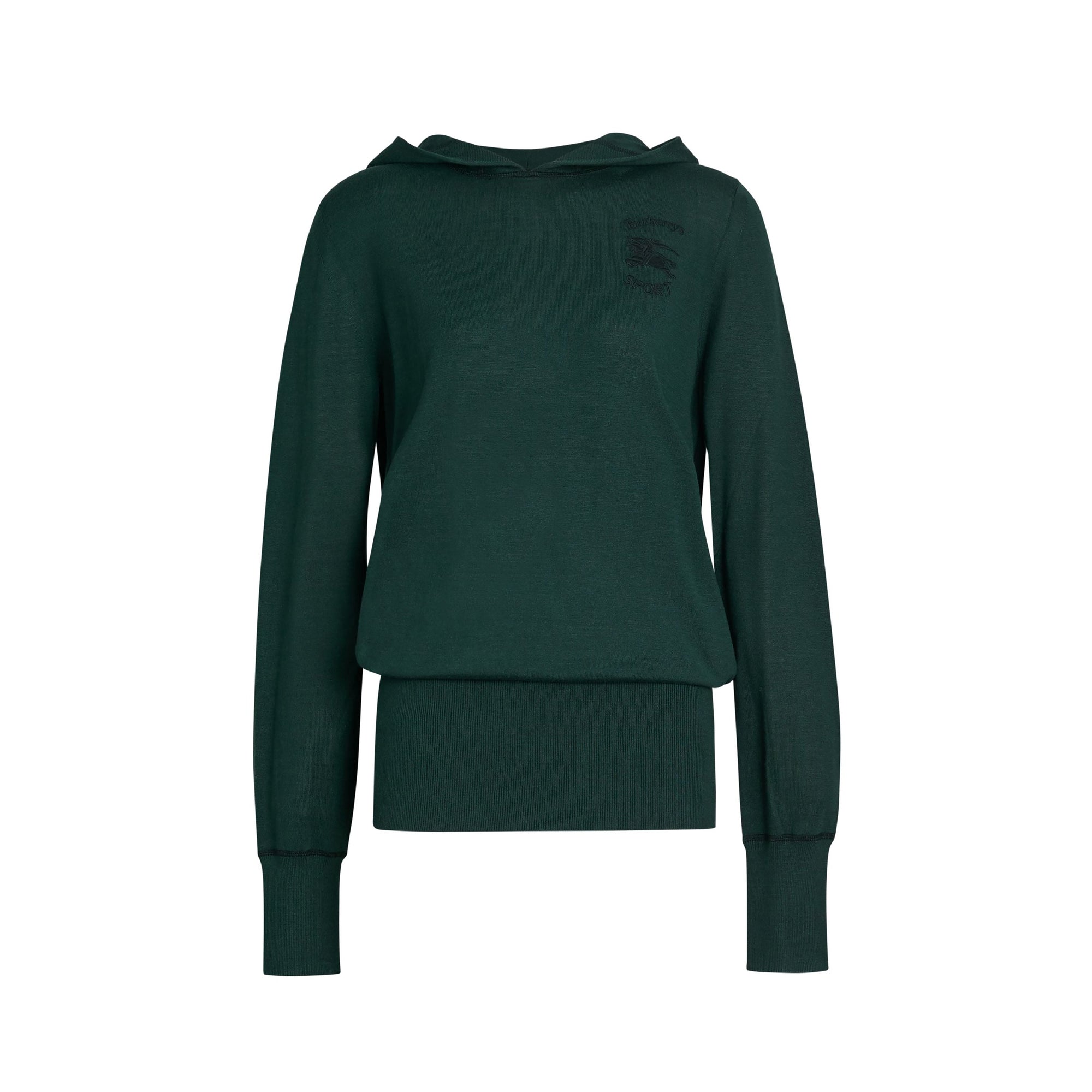 Sweat à capuche en soie et cachemire brodé - Pigment Green