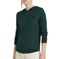 Sweat à capuche en soie et cachemire brodé - Pigment Green