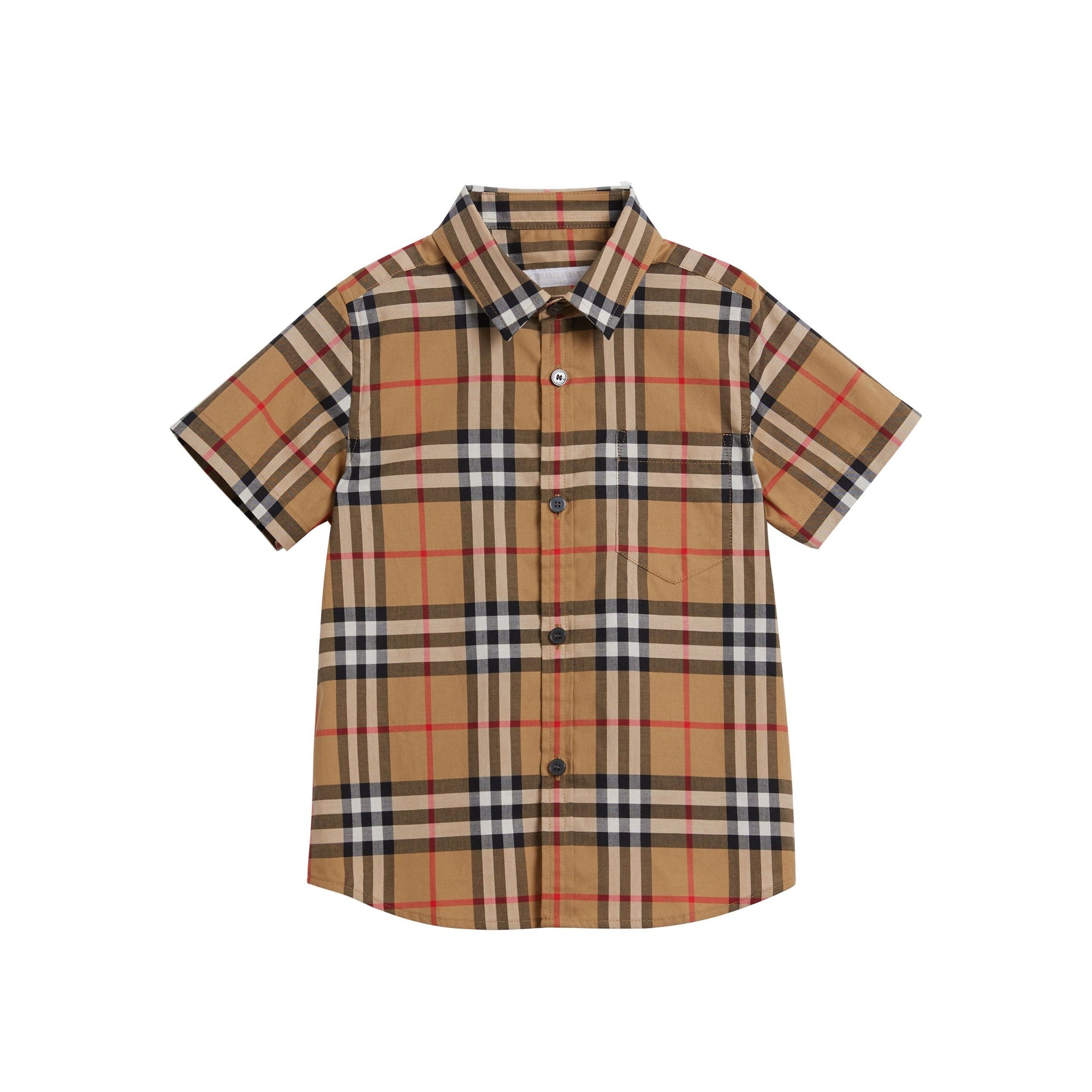 Chemise à manches courtes en coton à motif Vintage Check - Antique Beige
