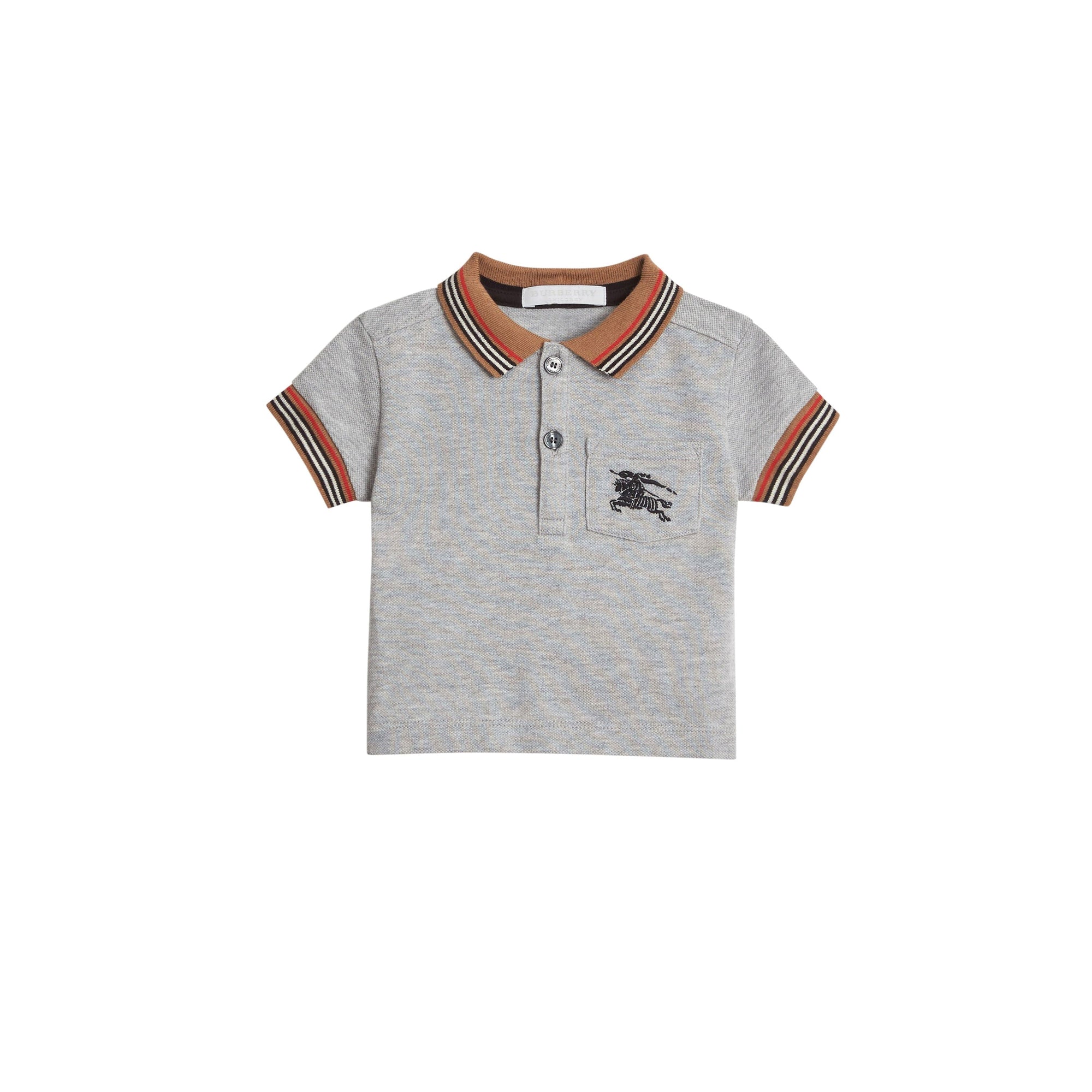 Polo bébé en coton à rayures iconiques - Grey Melange