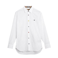 Chemise extensible à bouton contrastant - White