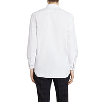 Chemise extensible à bouton contrastant - White