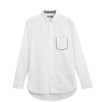 Chemise Oxford en coton à détails check - White