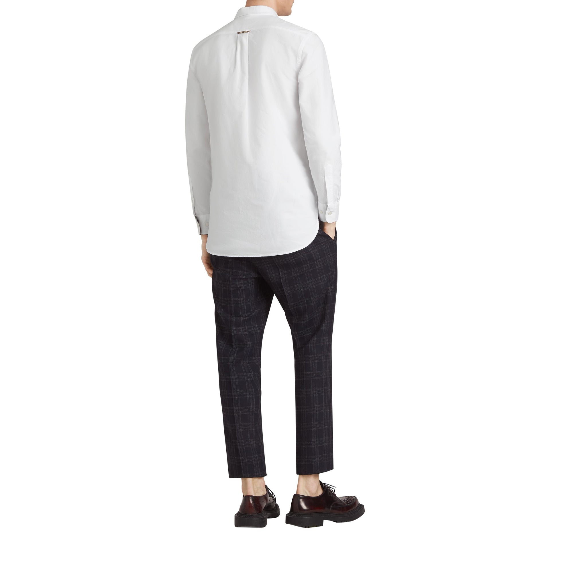 Chemise Oxford en coton à détails check - White