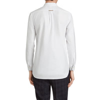 Chemise Oxford en coton à détails check - White