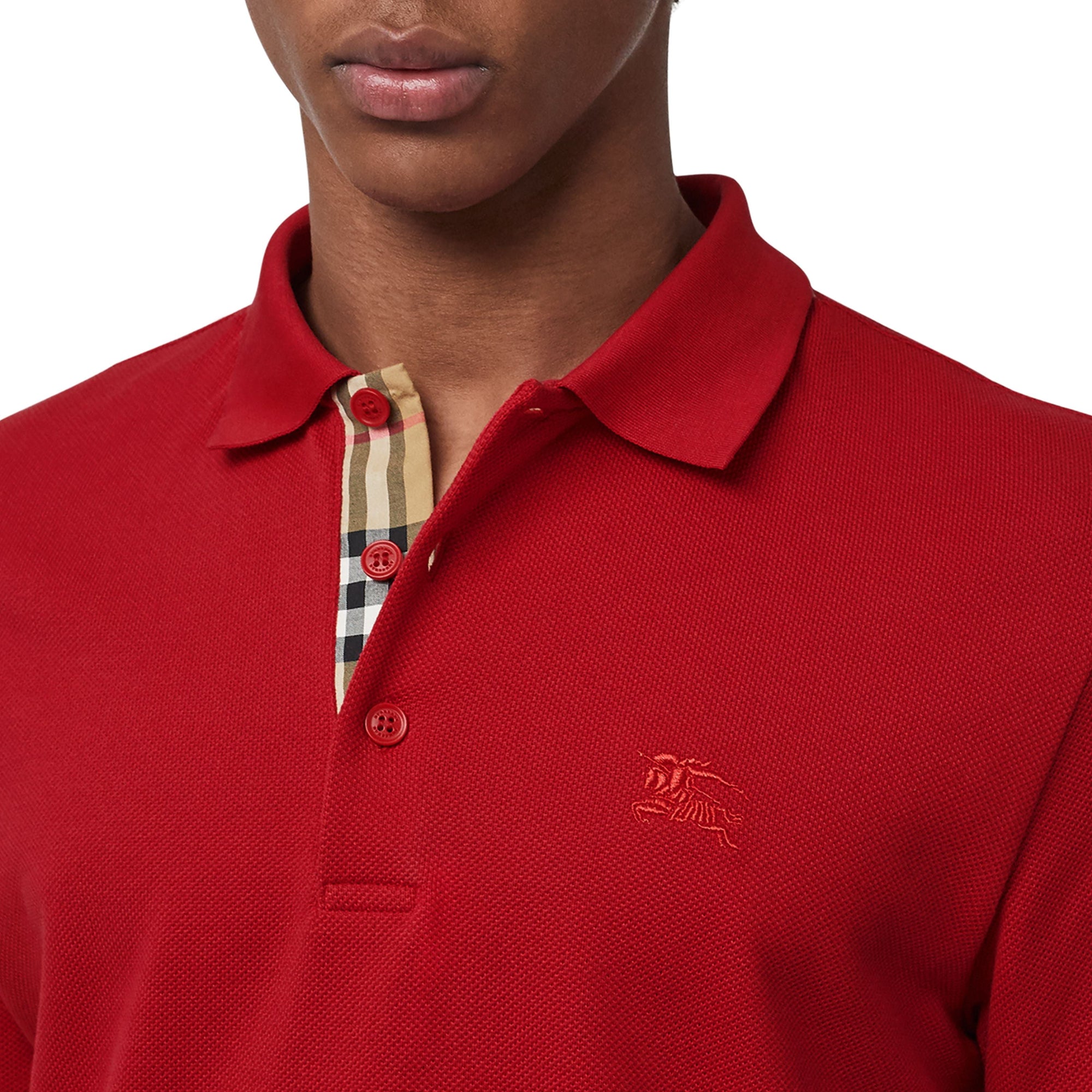 Polo à motif check - Military Red